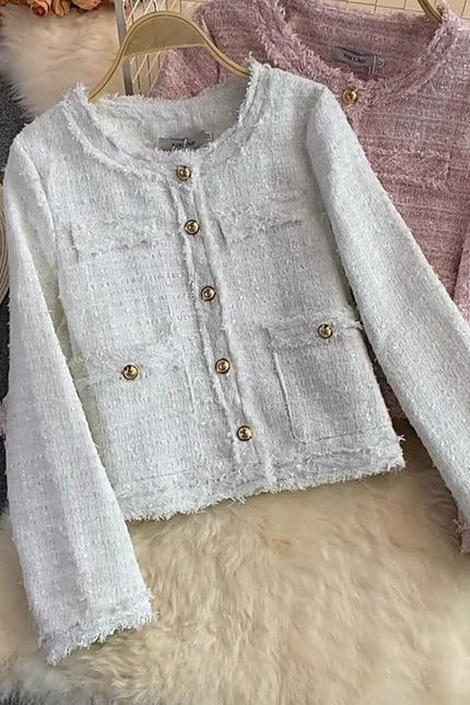 2024 Autumn Winter New Loose Jacket Long Sleeve Woolen Jacket Lady Coat Formal