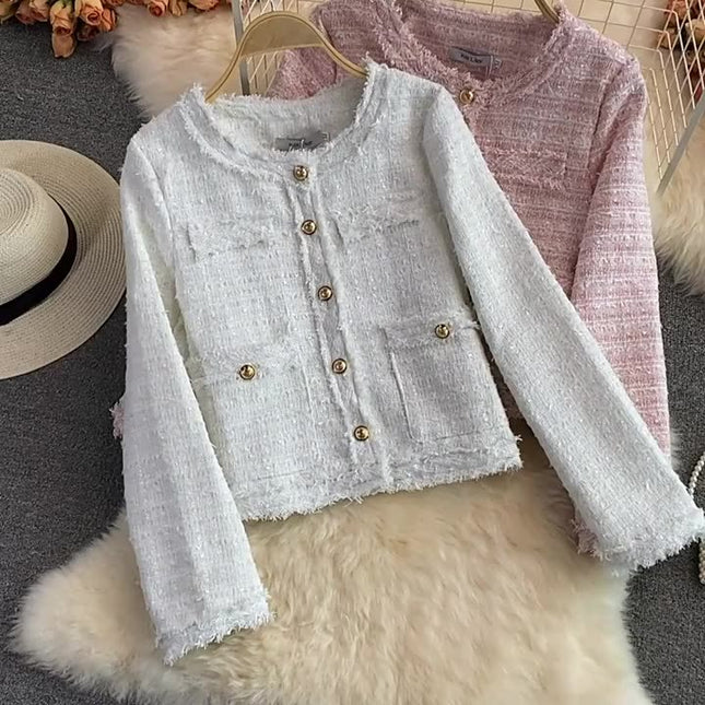 2024 Autumn Winter New Loose Jacket Long Sleeve Woolen Jacket Lady Coat Formal