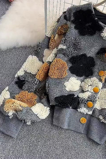 Fall Three Dimensional Flower Single Breasted Cardigan Women'S Winter Jackets Woman Coats for Ladies