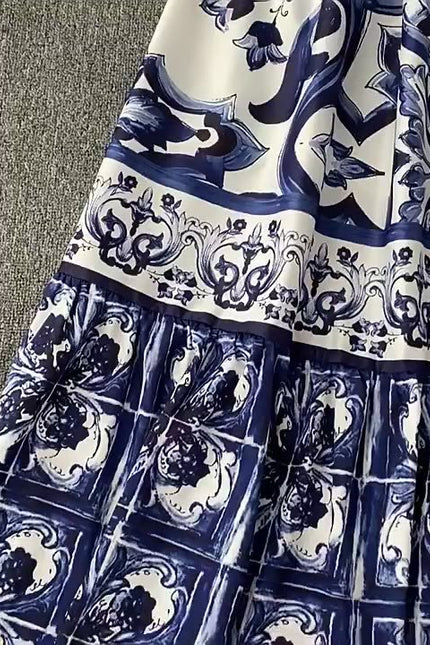 Sleeveless Print A-line Dress Summer Simple High Waist Maxi Dress Ladies Elegant Dresses Clothes Women Wholesale