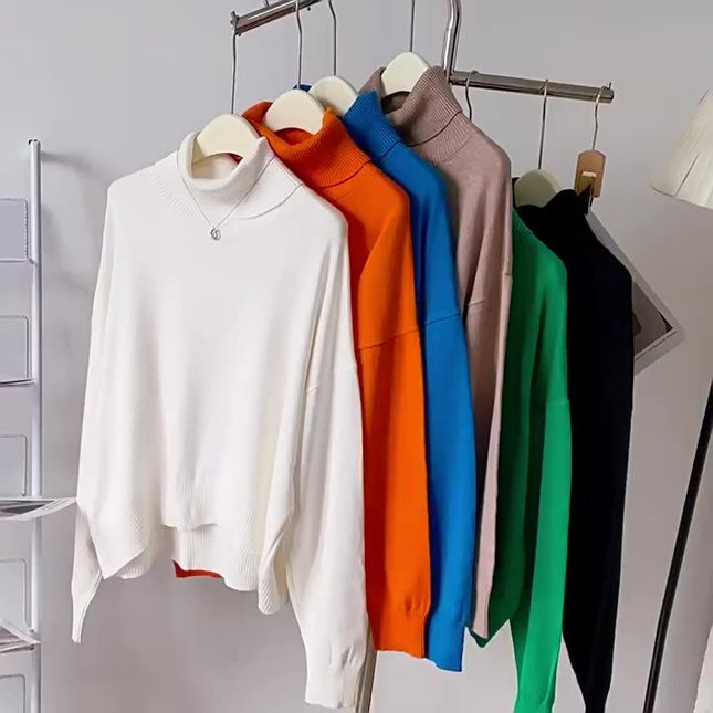 European and American Women's Blouse High Collar Thick Loose Thin Sweater