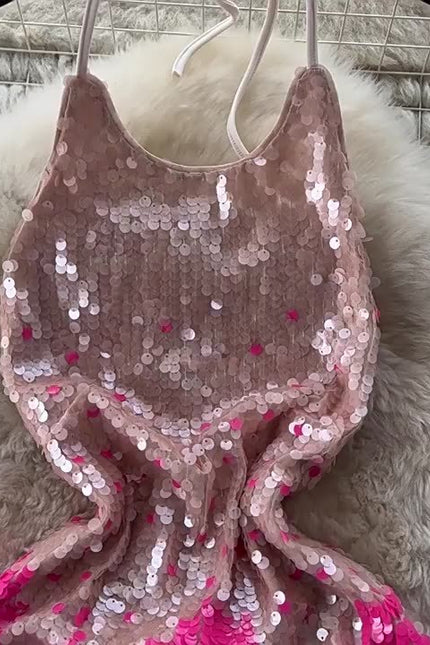 Summer Sleeveless Casual Dress Women High Waist Sequined Spaghetti Slip Dress Ladies Dresses Clothes Women Wholesale