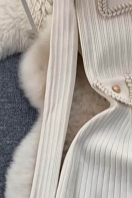 Women's New Fall Winter High-Grade Chic Waist Slimming Lapel Sweater Knitted Dress