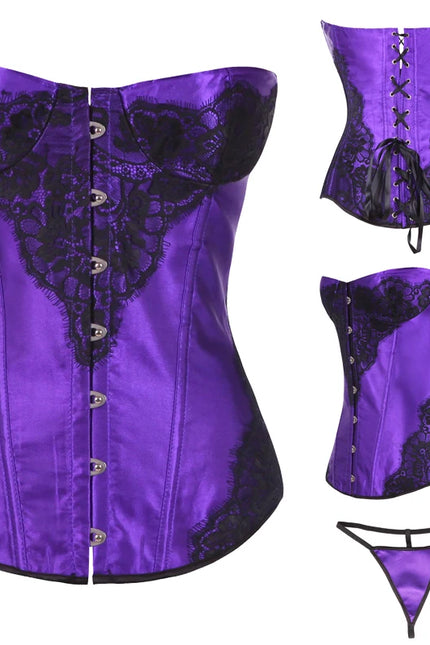 Women Corset Floral Printed Gray Red Purple Green Corset Shapewear Waist Bustier Cincher Top Underwear Corselet