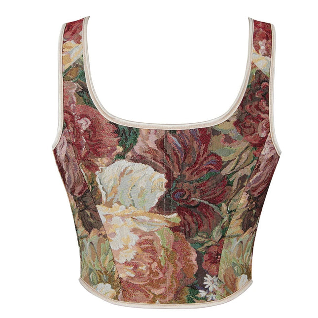 S-xxl printed bandage corsets front renaissance vintage corset for women with lace-up vest boneless