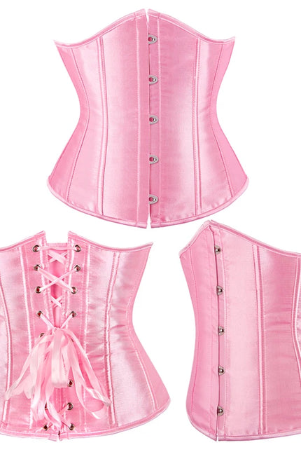 Underbust Corset Satin White Black Red Blue Pink Apricot Purple Brown Waist Bustier Bauques Plus Size Burlesque Corselet