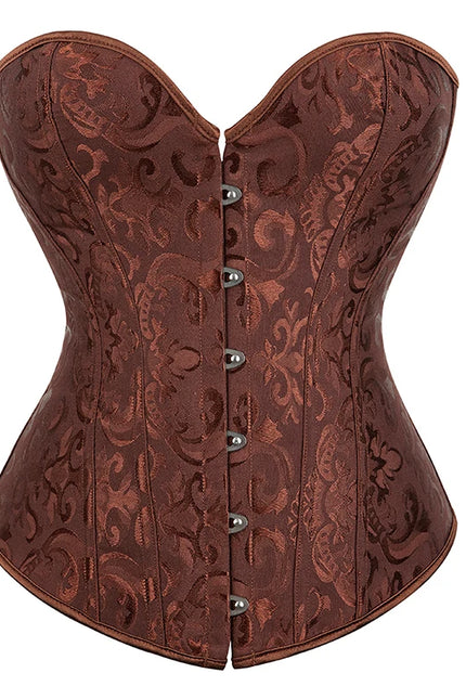 Busk Closure Chest Binder Waist Bustier Top Jacquard Corset Floral Print Corset Plus Size Body Shapers