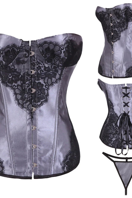 Women Corset Floral Printed Gray Red Purple Green Corset Shapewear Waist Bustier Cincher Top Underwear Corselet