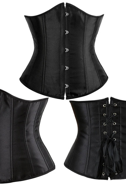 Underbust Corset Satin White Black Red Blue Pink Apricot Purple Brown Waist Bustier Bauques Plus Size Burlesque Corselet
