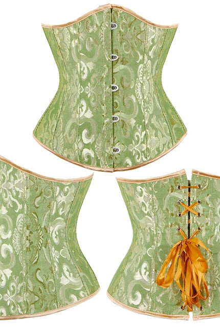 Burlesque Underbust Corset White Black Red Blue Pink Apricot Green Brown Floral Waist Bustier Bauques Plus Size Corselet