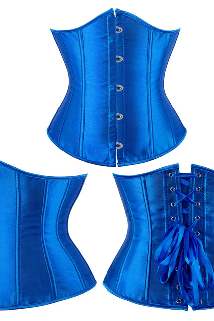 Underbust Corset Satin White Black Red Blue Pink Apricot Purple Brown Waist Bustier Bauques Plus Size Burlesque Corselet