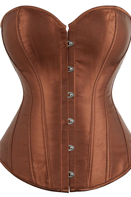 Overbust Corset Satin Black White Purple Red Blue Brown Pink Waist Bustier Top Lace-up Corset Body Shaper