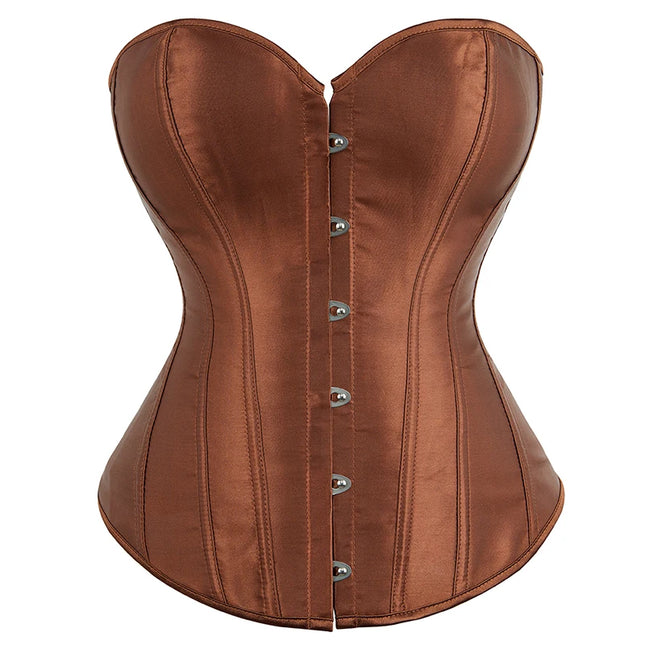 Overbust Corset Satin Black White Purple Red Blue Brown Pink Waist Bustier Top Lace-up Corset Body Shaper