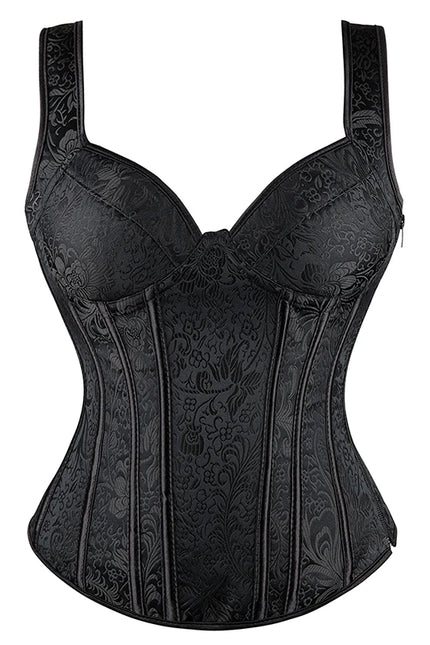 Bustier Top Vest Shaper Overbust Corset Embroidery Flower Burlesque Lingerie Gothic Clothing Corsage
