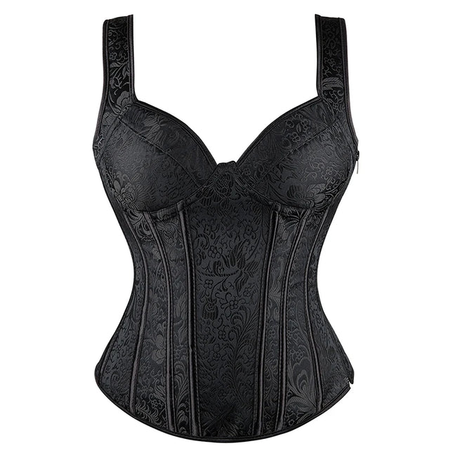 Bustier Top Vest Shaper Overbust Corset Embroidery Flower Burlesque Lingerie Gothic Clothing Corsage