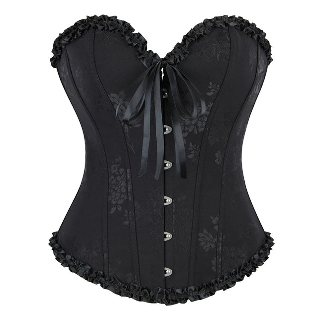 Navy Blue Black Red White Women Lace Gorset Bodycon Lingerie Printed Lace Boned Victorian Corset Tops