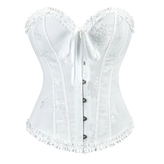Navy Blue Black Red White Women Lace Gorset Bodycon Lingerie Printed Lace Boned Victorian Corset Tops