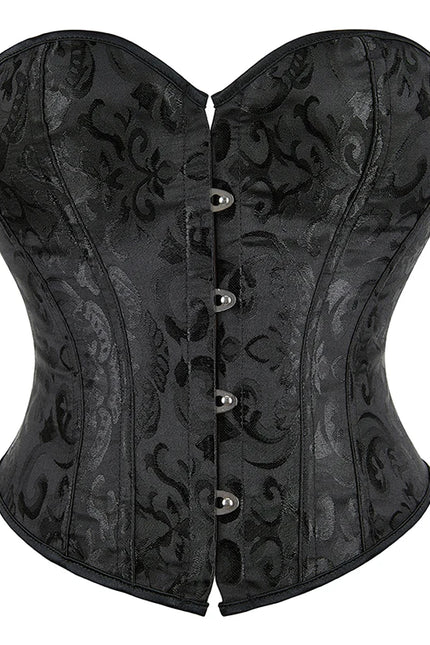 4 Busk Short Torso Overbust Corset Women Floral Jacquard Waist Bustier Crop Top Plus Size