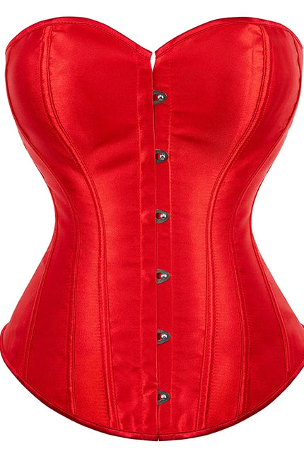 Overbust Corset Satin Black White Purple Red Blue Brown Pink Waist Bustier Top Lace-up Corset Body Shaper