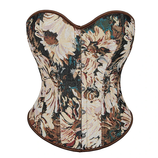 Front 5-busk closure denim jeans fabric strapless renaissance corset women plain lace-up corset top green