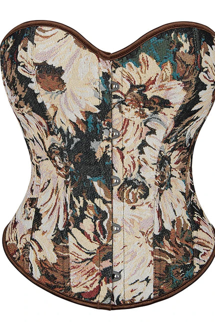 Off-shoulder non-stretch tight lace-up boned corset with shaping top for women