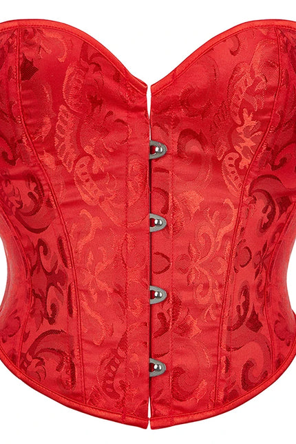 4 Busk Short Torso Overbust Corset Women Floral Jacquard Waist Bustier Crop Top Plus Size