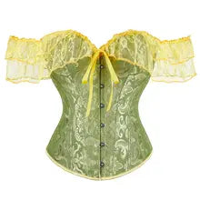 Fashion Stylish Corset Tops Women Off Shoulder Strapless Lace-up Buckle Bustier Corset Lady Lace Sexy Tank Crop Top White Black