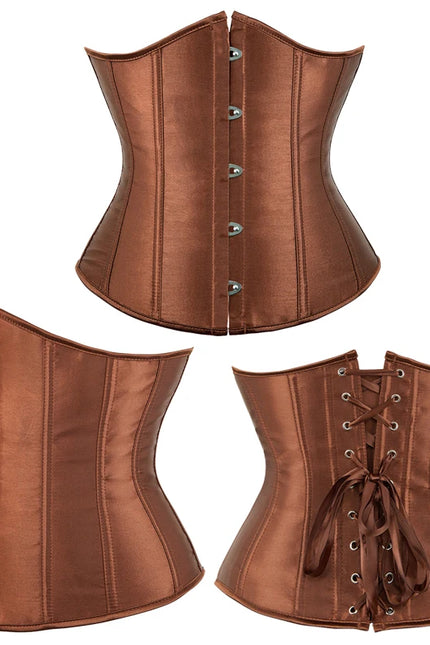 Underbust Corset Satin White Black Red Blue Pink Apricot Purple Brown Waist Bustier Bauques Plus Size Burlesque Corselet