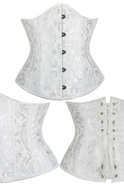 Burlesque Underbust Corset White Black Red Blue Pink Apricot Green Brown Floral Waist Bustier Bauques Plus Size Corselet