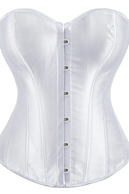 Overbust Corset Satin Black White Purple Red Blue Brown Pink Waist Bustier Top Lace-up Corset Body Shaper