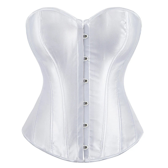 Overbust Corset Satin Black White Purple Red Blue Brown Pink Waist Bustier Top Lace-up Corset Body Shaper