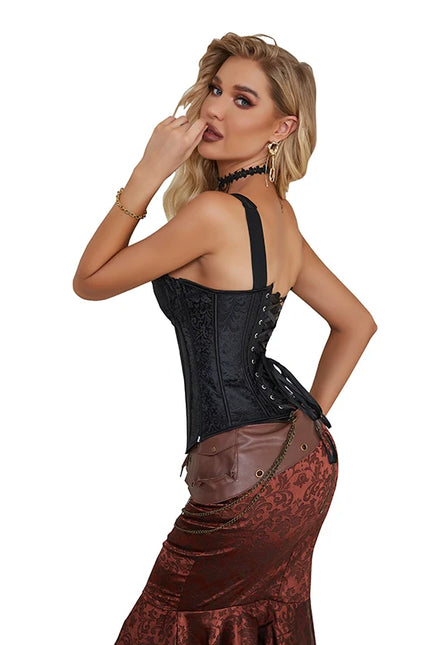 Bustier Top Vest Shaper Overbust Corset Embroidery Flower Burlesque Lingerie Gothic Clothing Corsage
