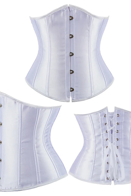 Underbust Corset Satin White Black Red Blue Pink Apricot Purple Brown Waist Bustier Bauques Plus Size Burlesque Corselet