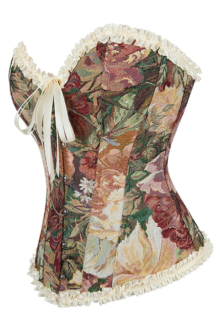 Pleated Lace Up Overbust Retro Women's Clothing Renaissance Corset Bustier Corset