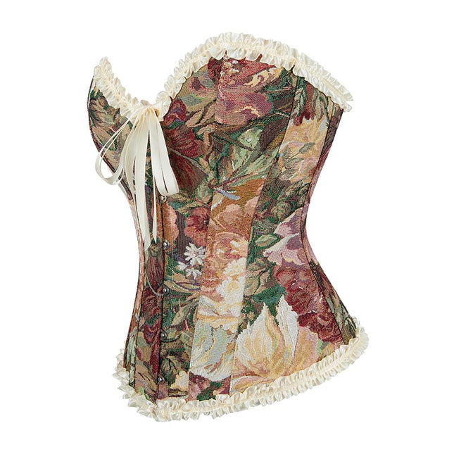 Pleated Lace Up Overbust Retro Women's Clothing Renaissance Corset Bustier Corset