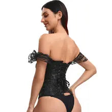 Fashion Stylish Corset Tops Women Off Shoulder Strapless Lace-up Buckle Bustier Corset Lady Lace Sexy Tank Crop Top White Black