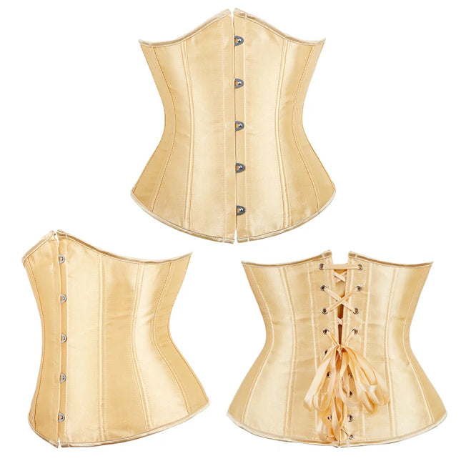 Underbust Corset Satin White Black Red Blue Pink Apricot Purple Brown Waist Bustier Bauques Plus Size Burlesque Corselet