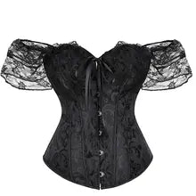 Fashion Stylish Corset Tops Women Off Shoulder Strapless Lace-up Buckle Bustier Corset Lady Lace Sexy Tank Crop Top White Black