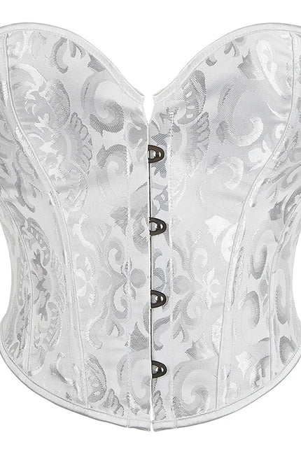 4 Busk Short Torso Overbust Corset Women Floral Jacquard Waist Bustier Crop Top Plus Size