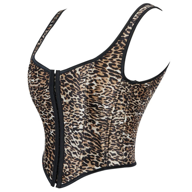 10 Piece Fishbone Support Pajama Dresses Women Sexy Lingerie Chest Binders Bodycon Straps Leopard Corset with Hooks