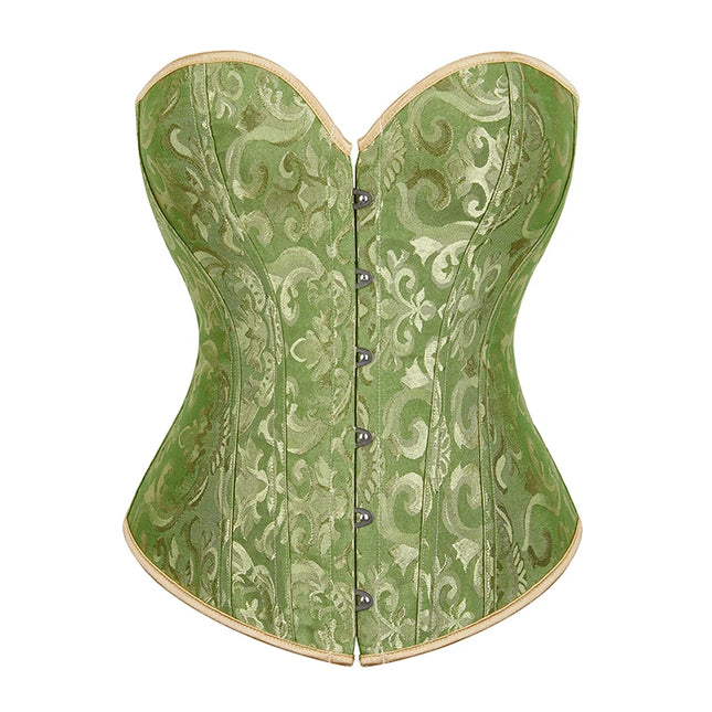 Women Sexy Floral Corset Top Overbust Exotic Vintage Jacquard Bustier Slim Body Shaper Lace Up Corselet Lingerie Plus Size