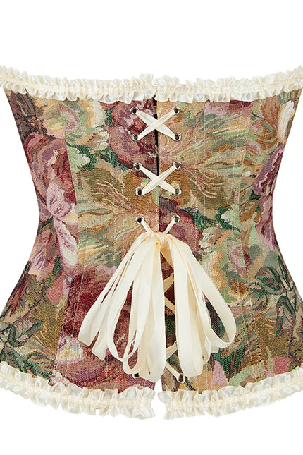 Pleated Lace Up Overbust Retro Women's Clothing Renaissance Corset Bustier Corset
