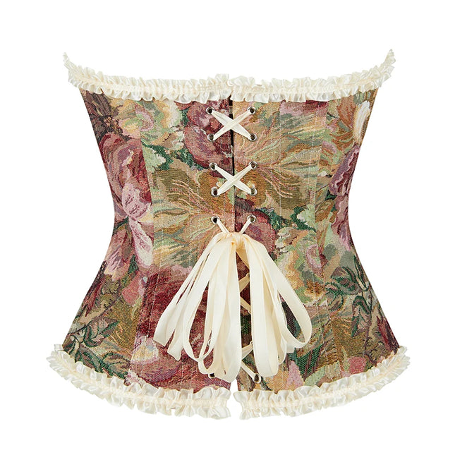 Pleated Lace Up Overbust Retro Women's Clothing Renaissance Corset Bustier Corset