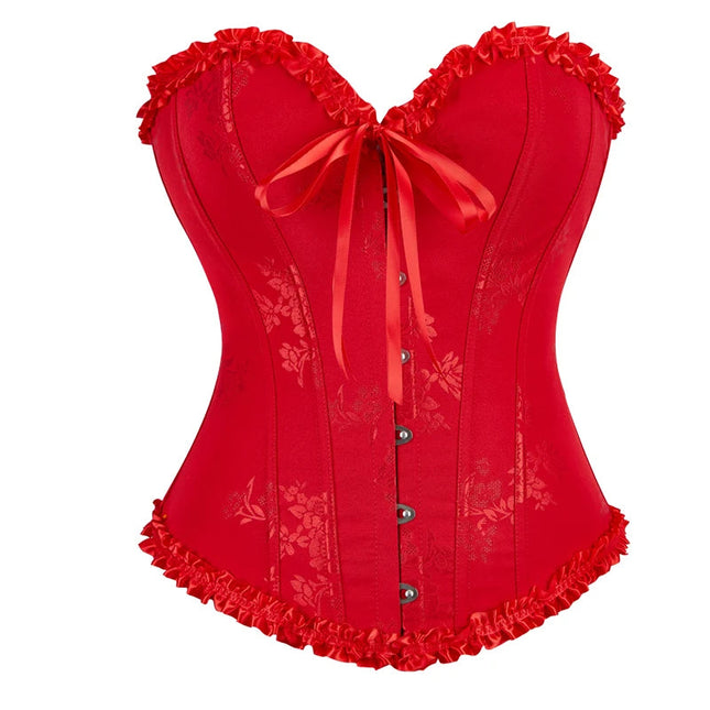 Navy Blue Black Red White Women Lace Gorset Bodycon Lingerie Printed Lace Boned Victorian Corset Tops