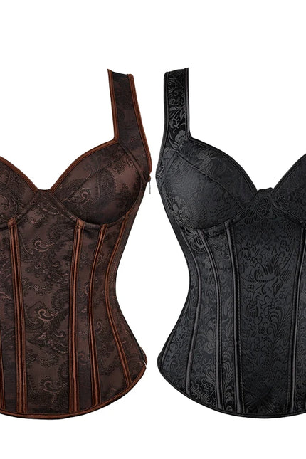 Bustier Top Vest Shaper Overbust Corset Embroidery Flower Burlesque Lingerie Gothic Clothing Corsage