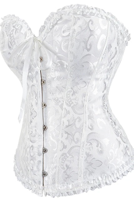 Busk Closure Chest Binder Waist Bustier Top Jacquard Corset Floral Print Corset Plus Size Body Shapers