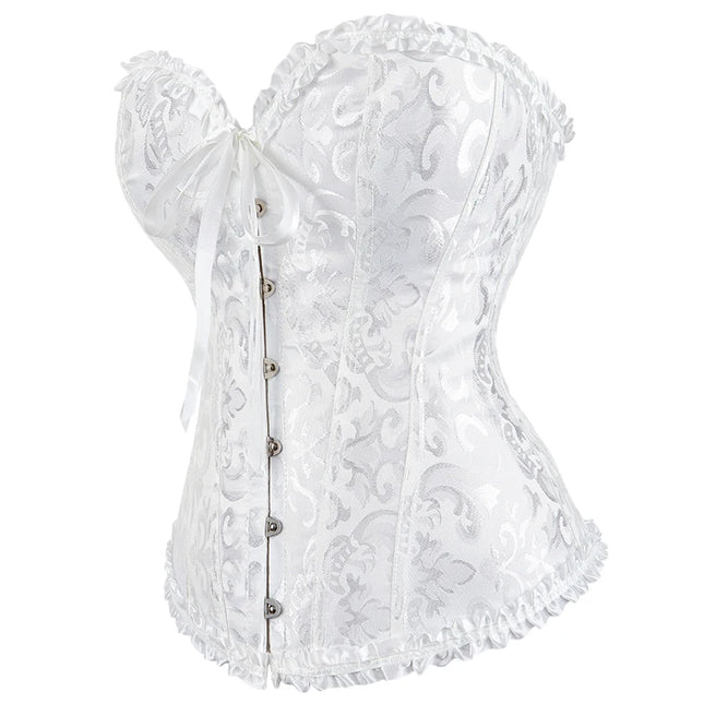 Busk Closure Chest Binder Waist Bustier Top Jacquard Corset Floral Print Corset Plus Size Body Shapers