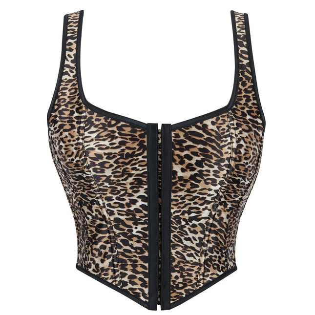 10 Piece Fishbone Support Pajama Dresses Women Sexy Lingerie Chest Binders Bodycon Straps Leopard Corset with Hooks