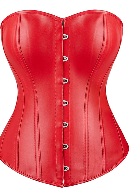 Red Adult Ladies Binder Shaping Gothic Classic Corset Leather Strap Busk Corsets
