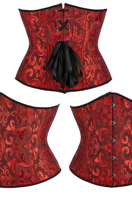 Burlesque Underbust Corset White Black Red Blue Pink Apricot Green Brown Floral Waist Bustier Bauques Plus Size Corselet